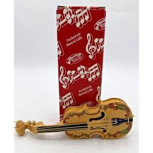 Vintage San Francisco Music Box Co Musical Violin Ornament The First Noel Works